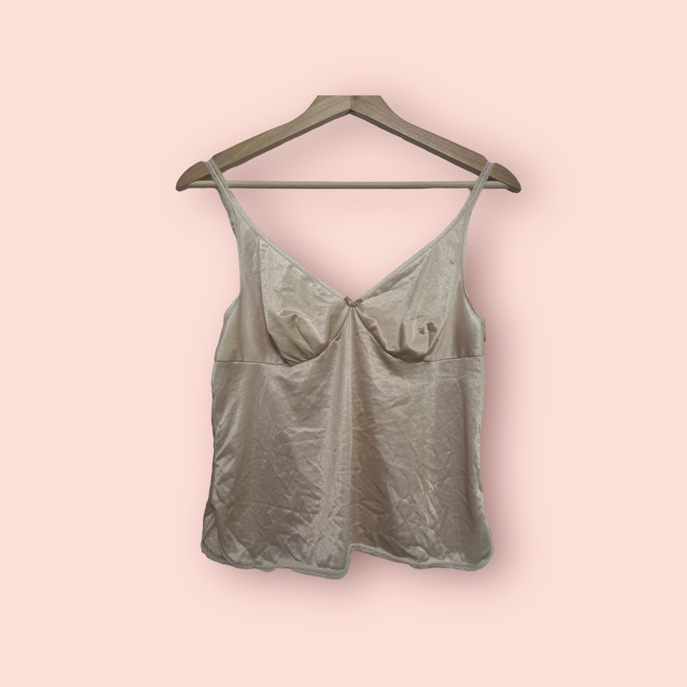 Vintage Vassarette Cami 1970s 1989s Beige 36 RN 20169 CA 09662